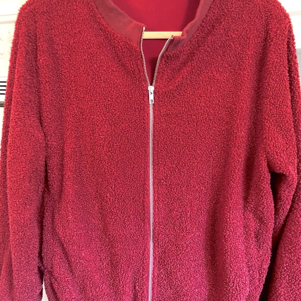 Dark red Boucle zip Jacket size Large